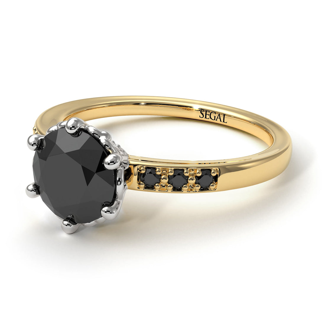 Two Tones Classic Black Diamond Vintage Ring - Olivia No. 35