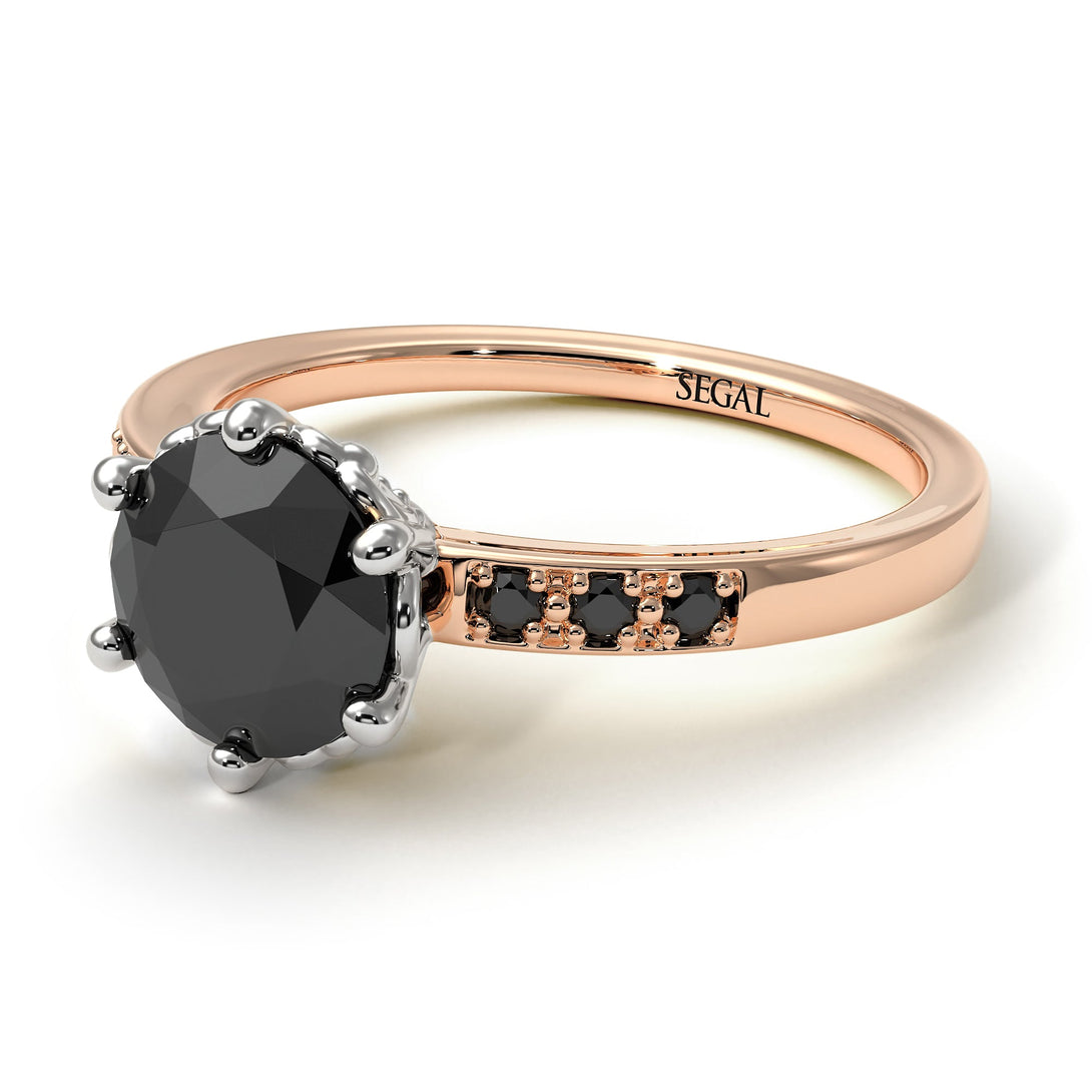 Two Tones Classic Black Diamond Vintage Ring - Olivia No. 36