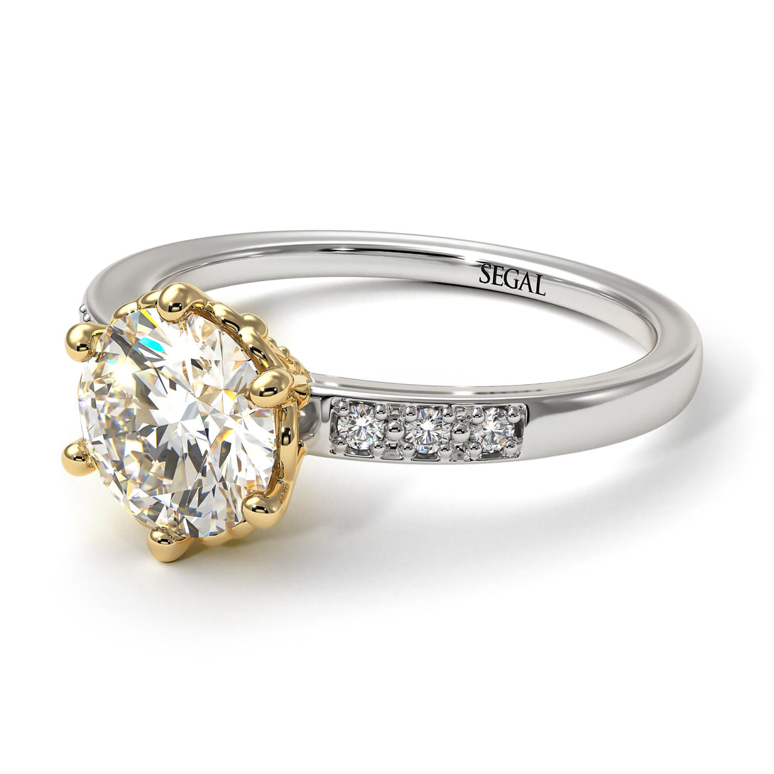 Two Tones Classic Diamond Vintage Ring - Olivia No. 32
