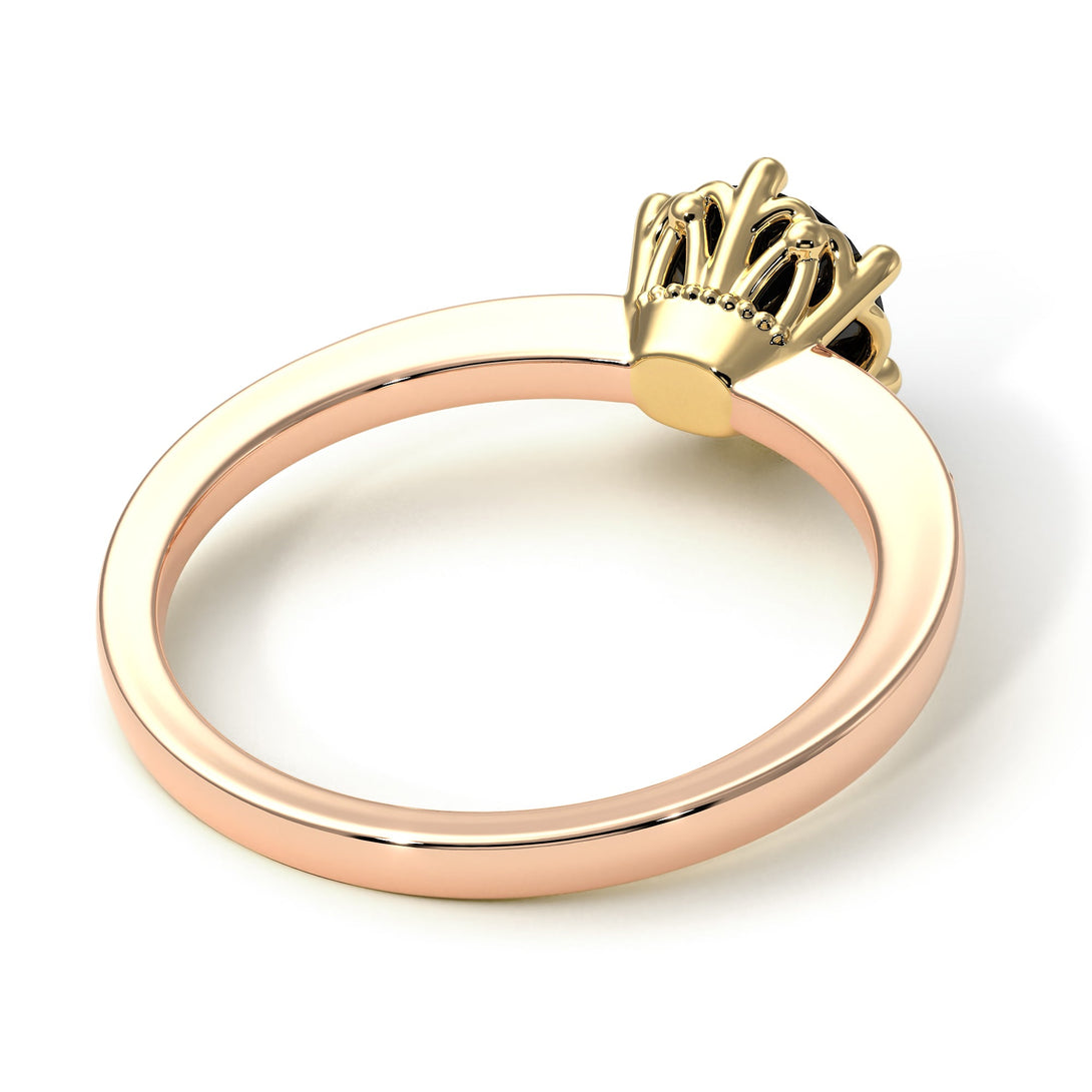 Two Tones Classic Black Diamond Vintage Ring - Olivia No. 34