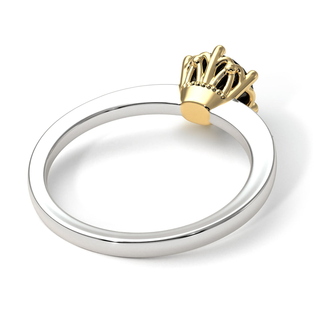 Two Tones Classic Black Diamond Vintage Ring - Olivia No. 35