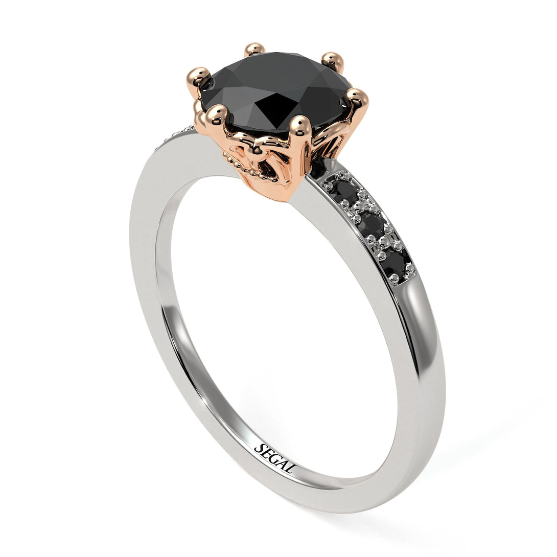 Two Tones Classic Black Diamond Vintage Ring - Olivia No. 36