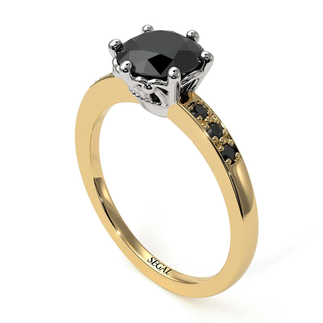 Two Tones Classic Black Diamond Vintage Ring - Olivia No. 35