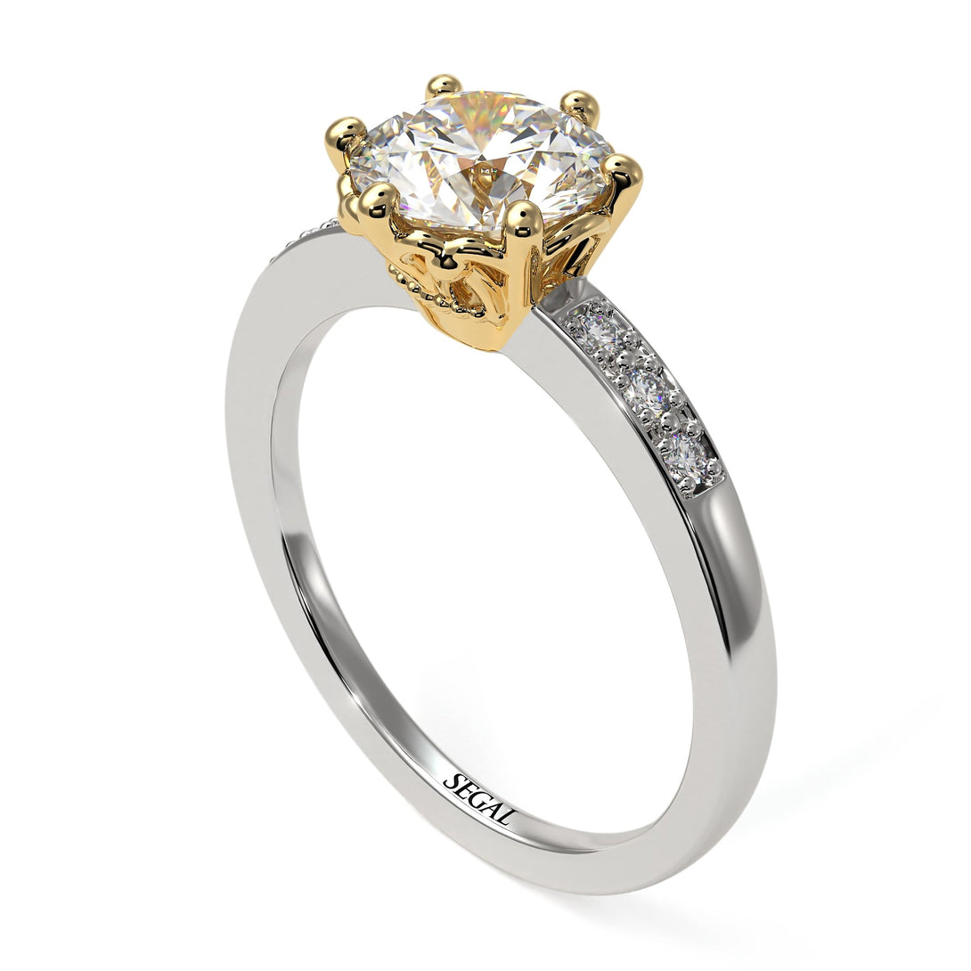 Two Tones Classic Diamond Vintage Ring - Olivia No. 32