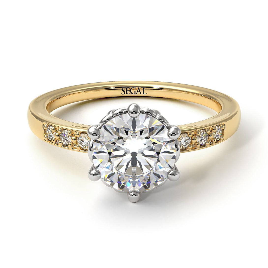 Two Tones Classic Diamond Vintage Ring - Olivia No. 32