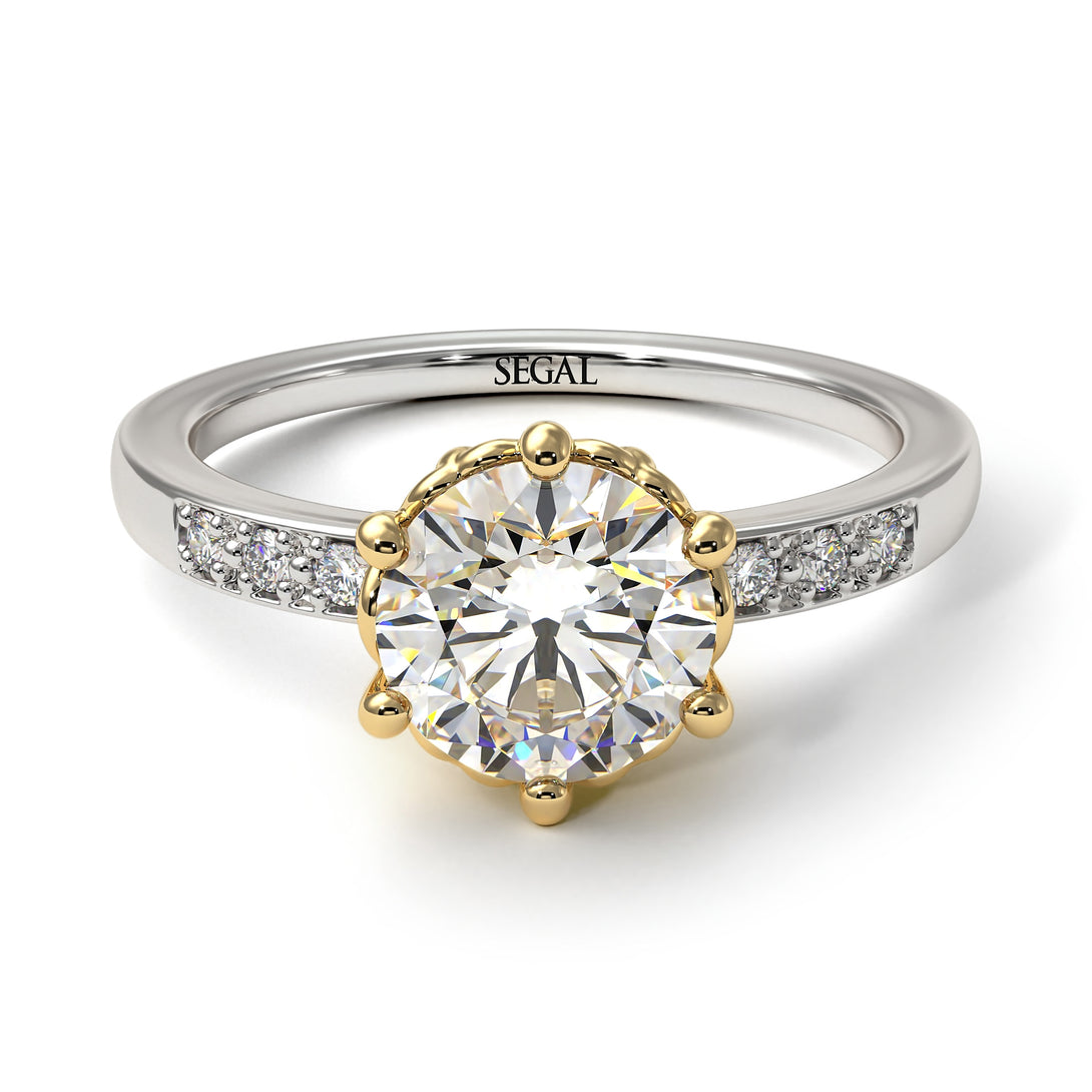 Two Tones Classic Diamond Vintage Ring - Olivia No. 32