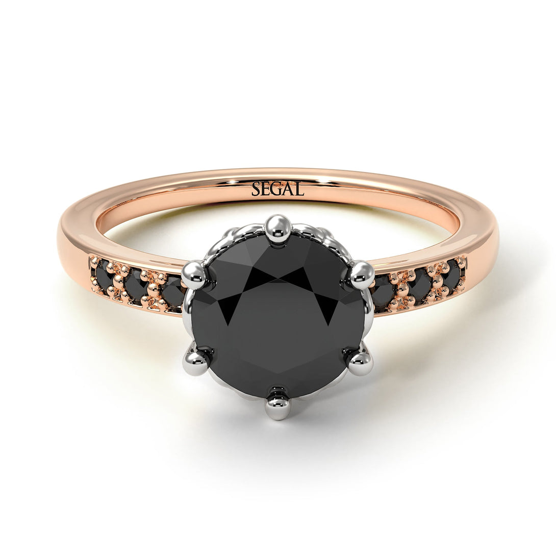 Two Tones Classic Black Diamond Vintage Ring - Olivia No. 36