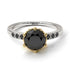 Two Tones Classic Black Diamond Vintage Ring - Olivia No. 35