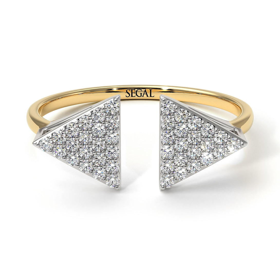 Two Tones Triangle Open Diamond Ring - Hope No. 17