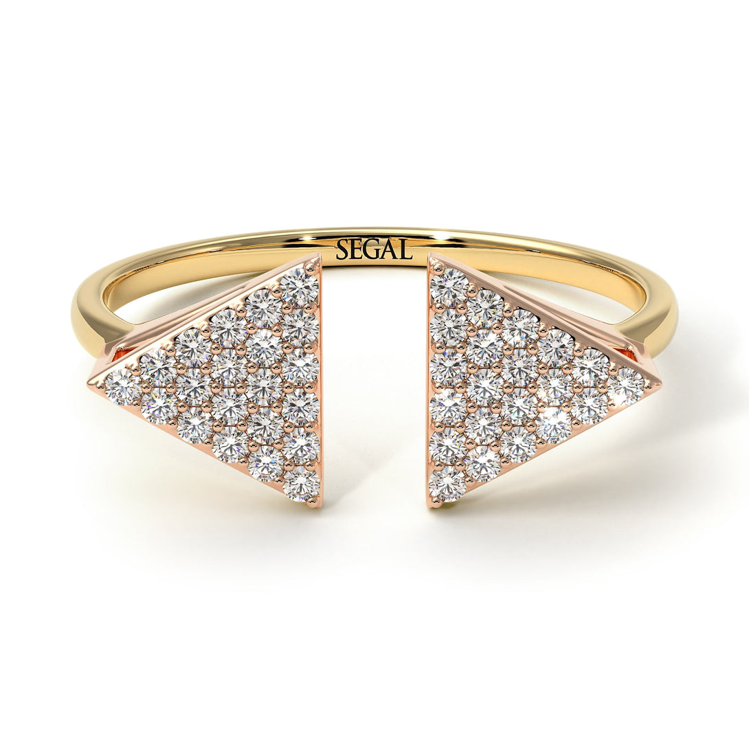 Two Tones Triangle Open Diamond Ring - Hope No. 16