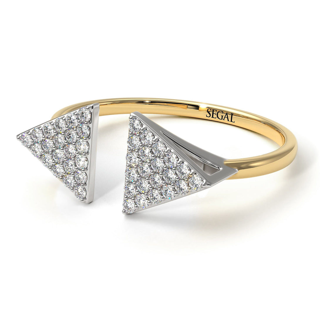Two Tones Triangle Open Diamond Ring - Hope No. 17