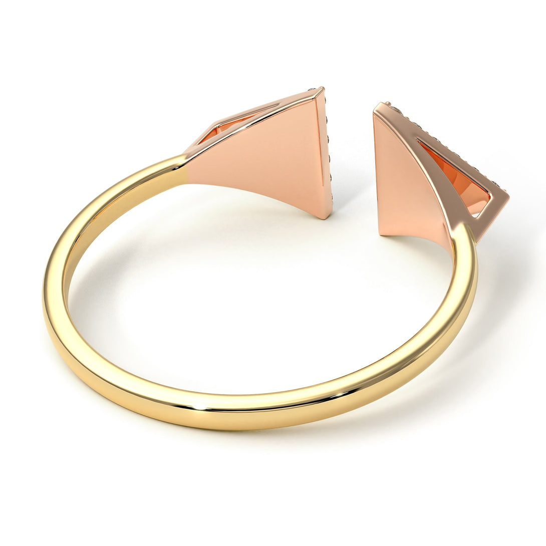 Two Tones Triangle Open Diamond Ring - Hope No. 16
