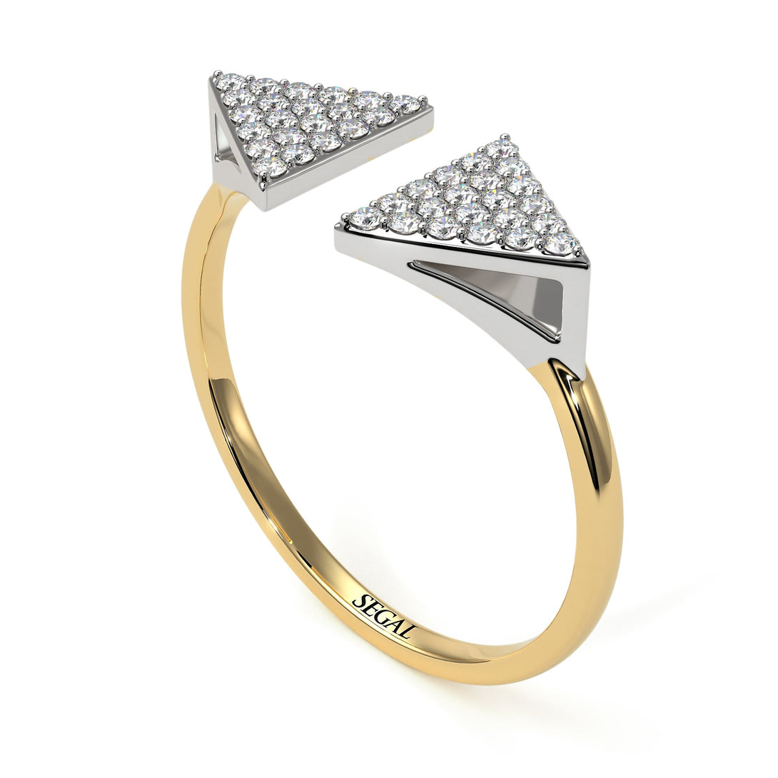 Two Tones Triangle Open Diamond Ring - Hope No. 17