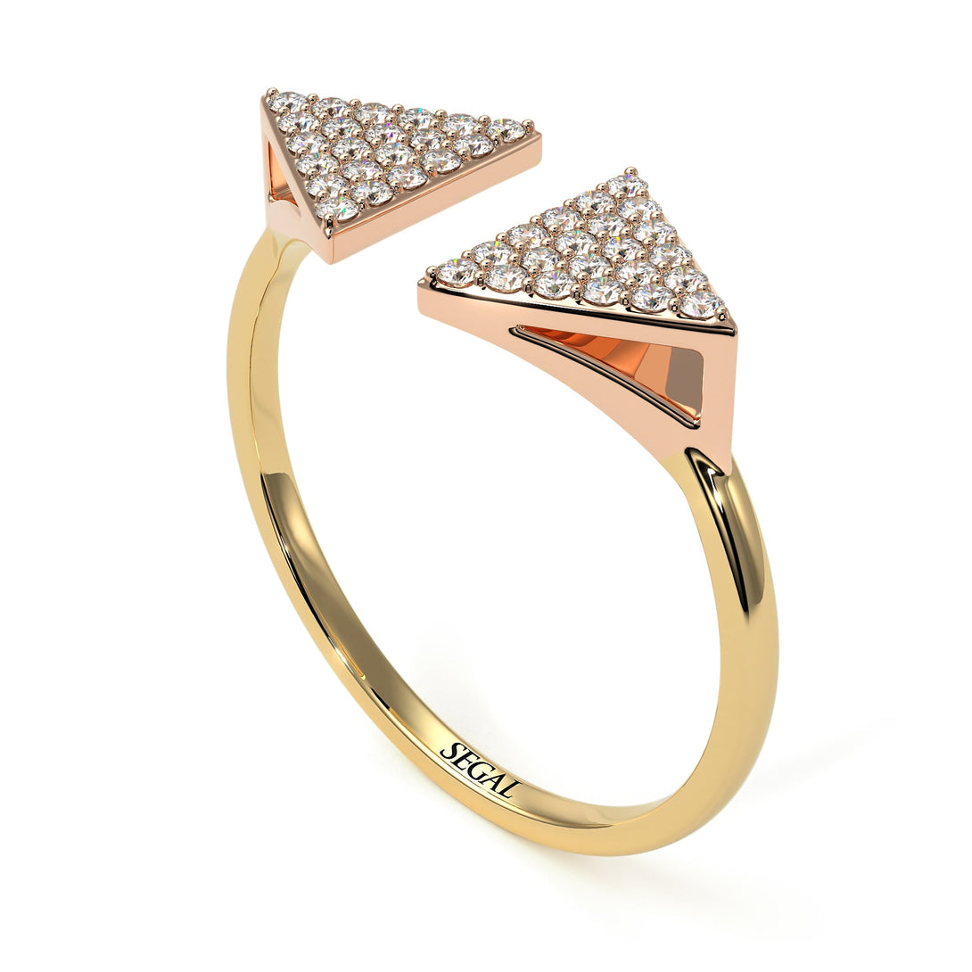 Two Tones Triangle Open Diamond Ring - Hope No. 16