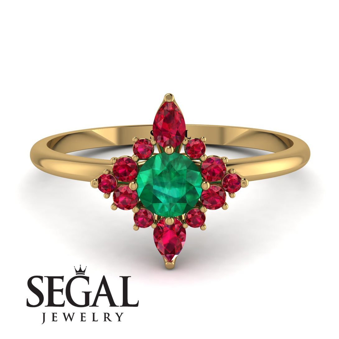 Compass Emerald Engagement Ring - Rose No. 49