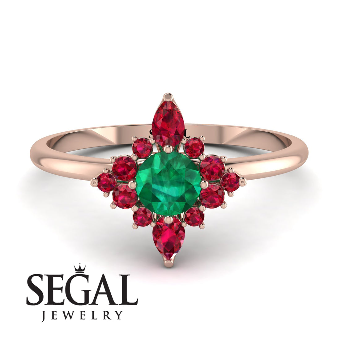 Compass Emerald Engagement Ring - Rose No. 50