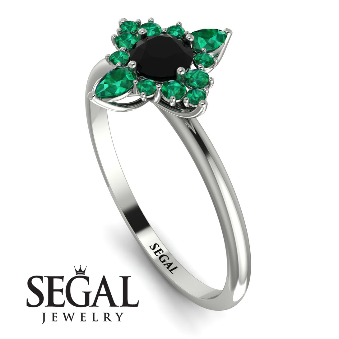Compass Black Diamond Engagement Ring - Rose No. 24