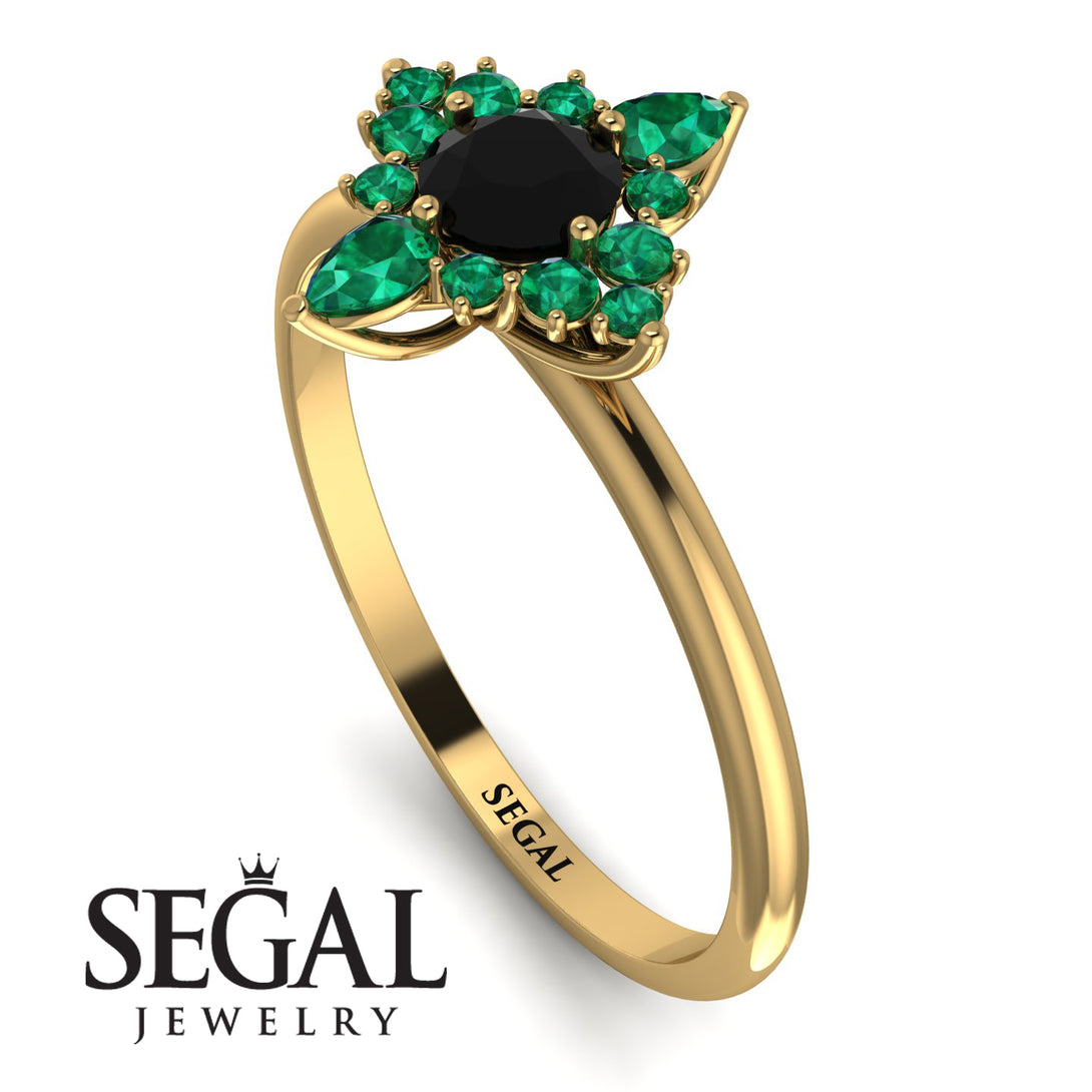 Compass Black Diamond Engagement Ring - Rose No. 22