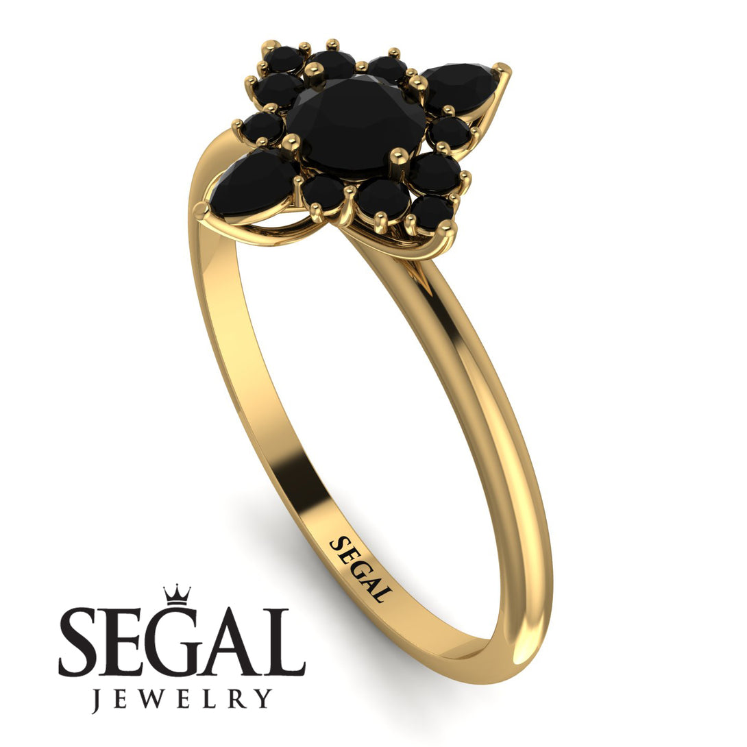 Compass Black Diamond Engagement Ring - Rose No. 37