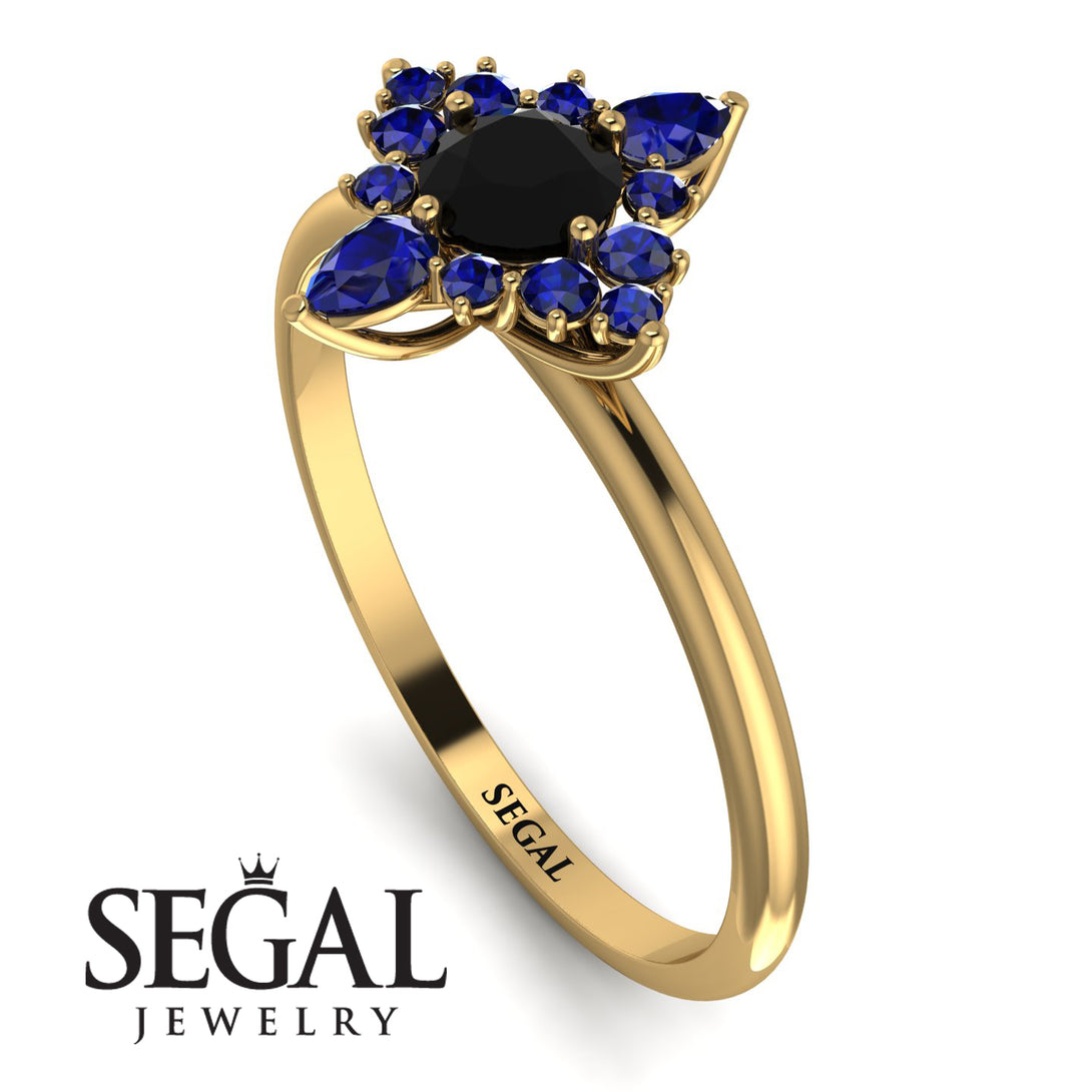 Compass Black Diamond Engagement Ring - Rose No. 67