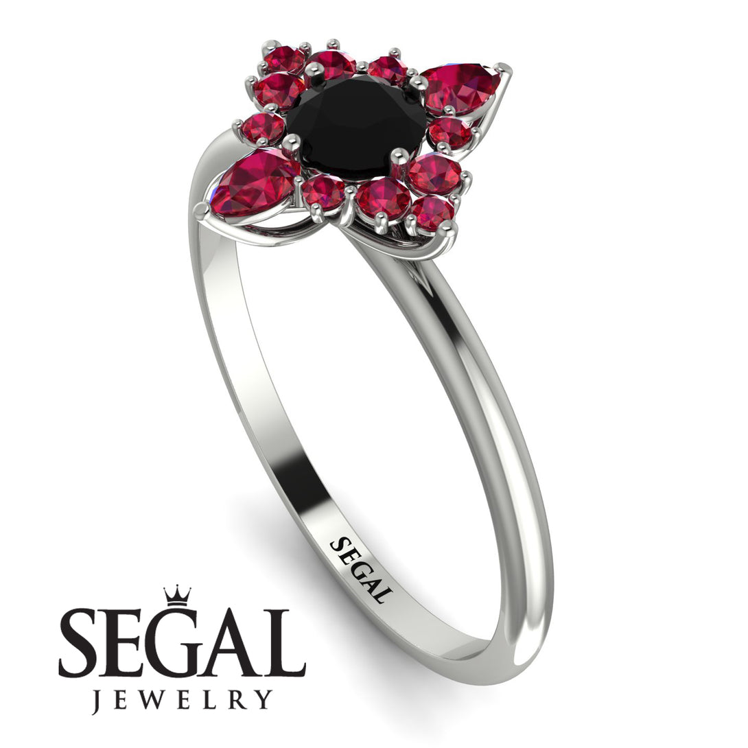 Compass Black Diamond Engagement Ring - Rose No. 54
