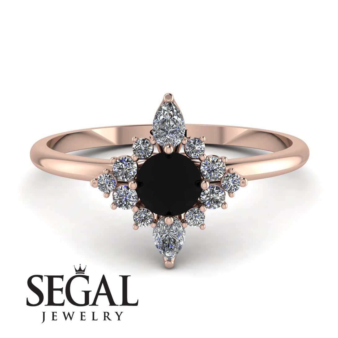 Compass Black Diamond Engagement Ring - Rose No. 8