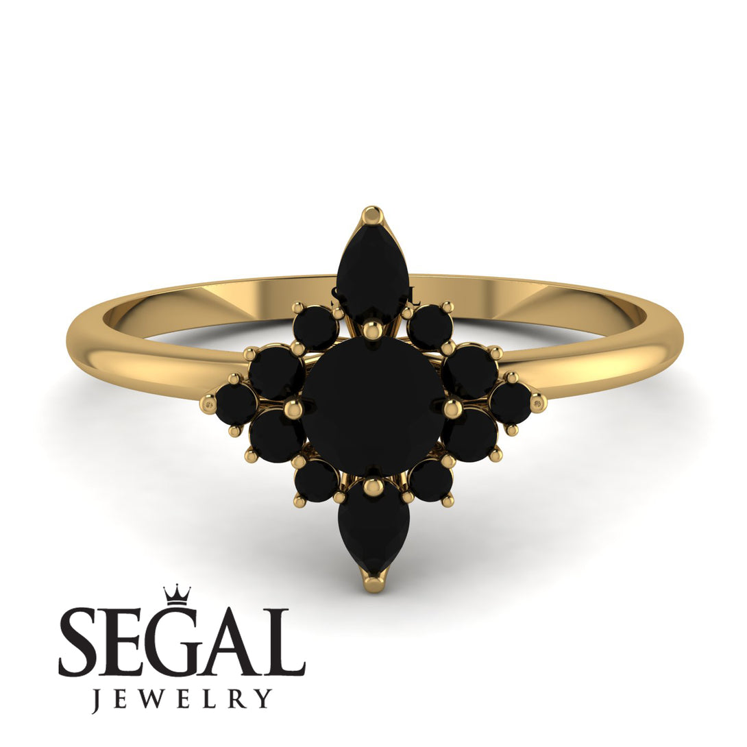 Compass Black Diamond Engagement Ring - Rose No. 37