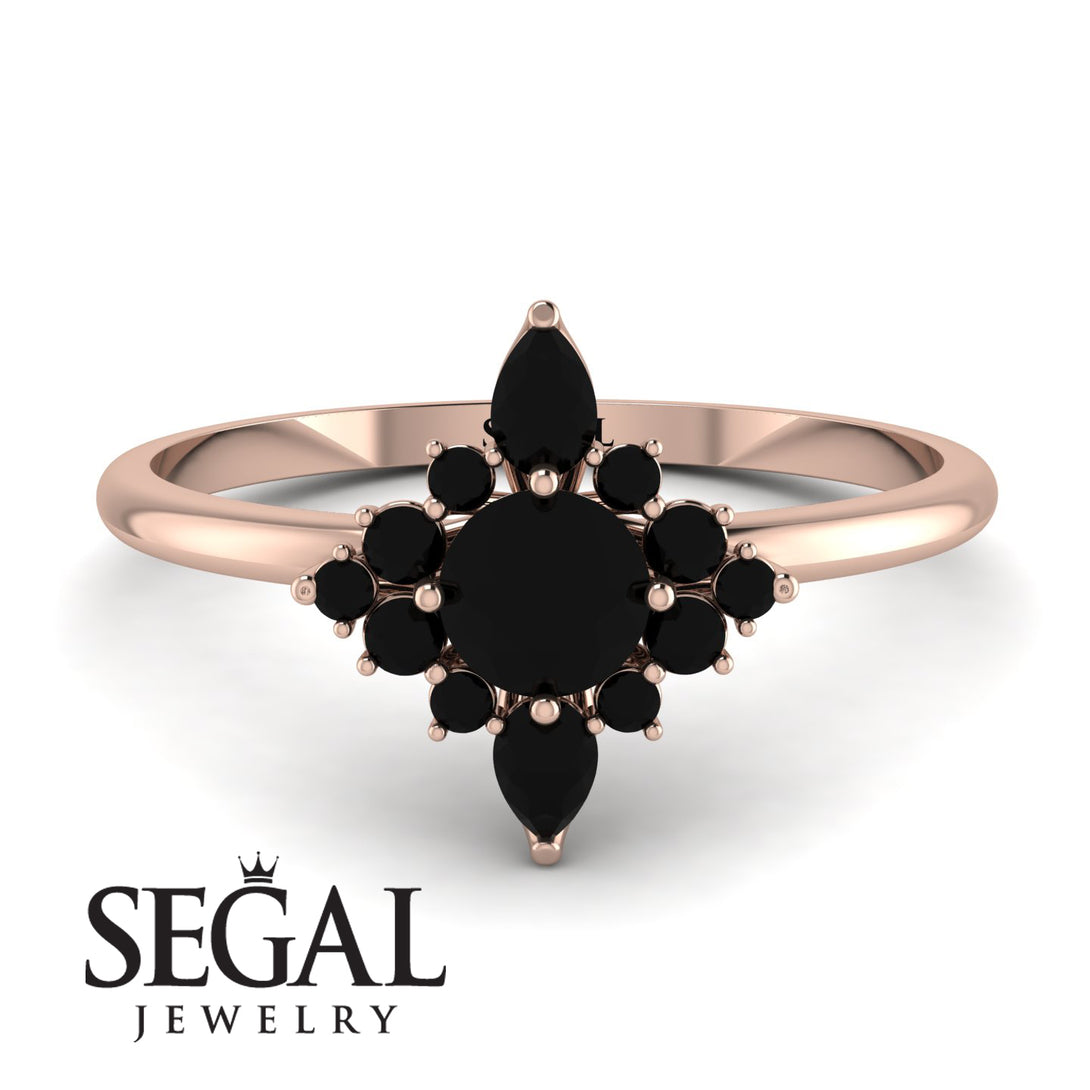 Compass Black Diamond Engagement Ring - Rose No. 38