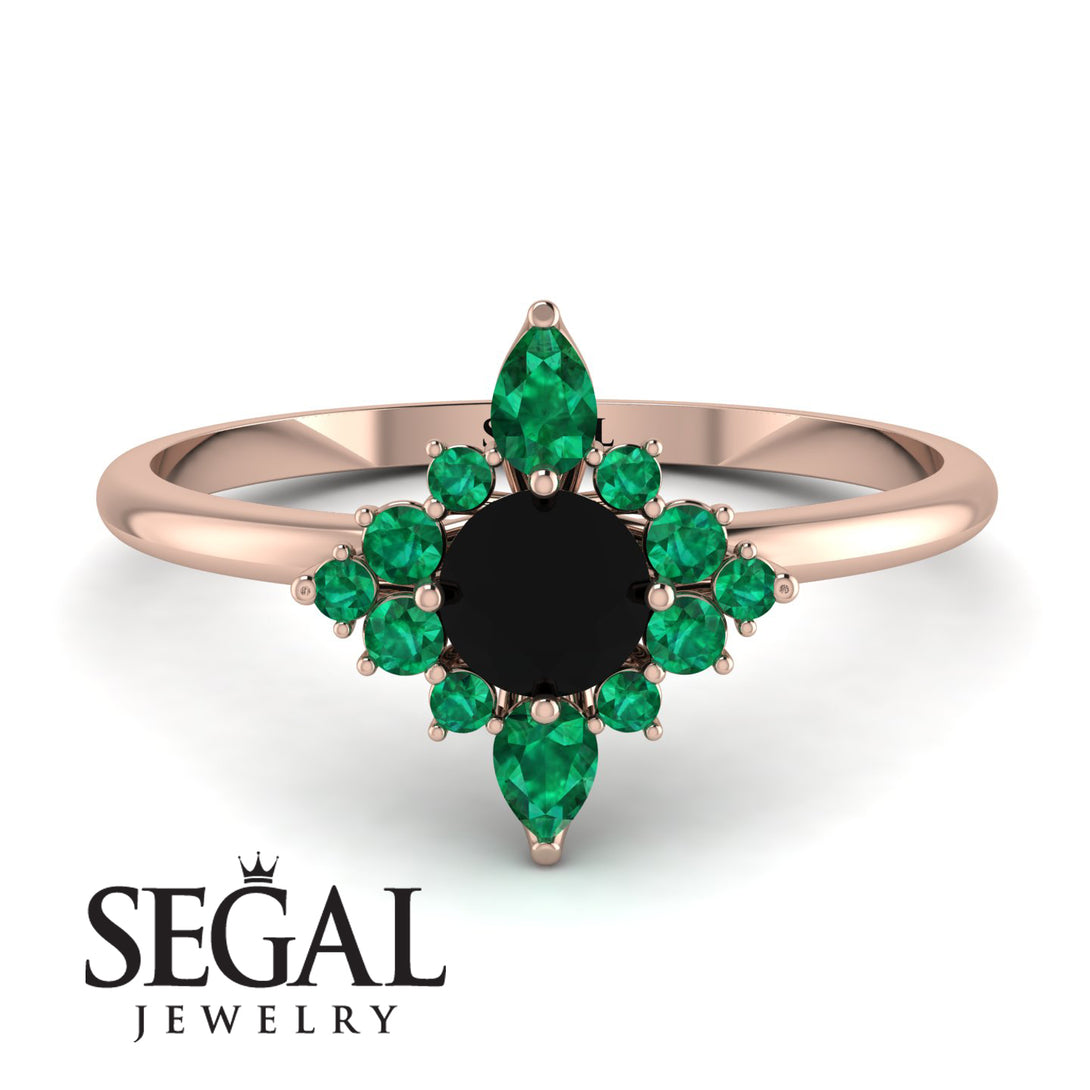 Compass Black Diamond Engagement Ring - Rose No. 23