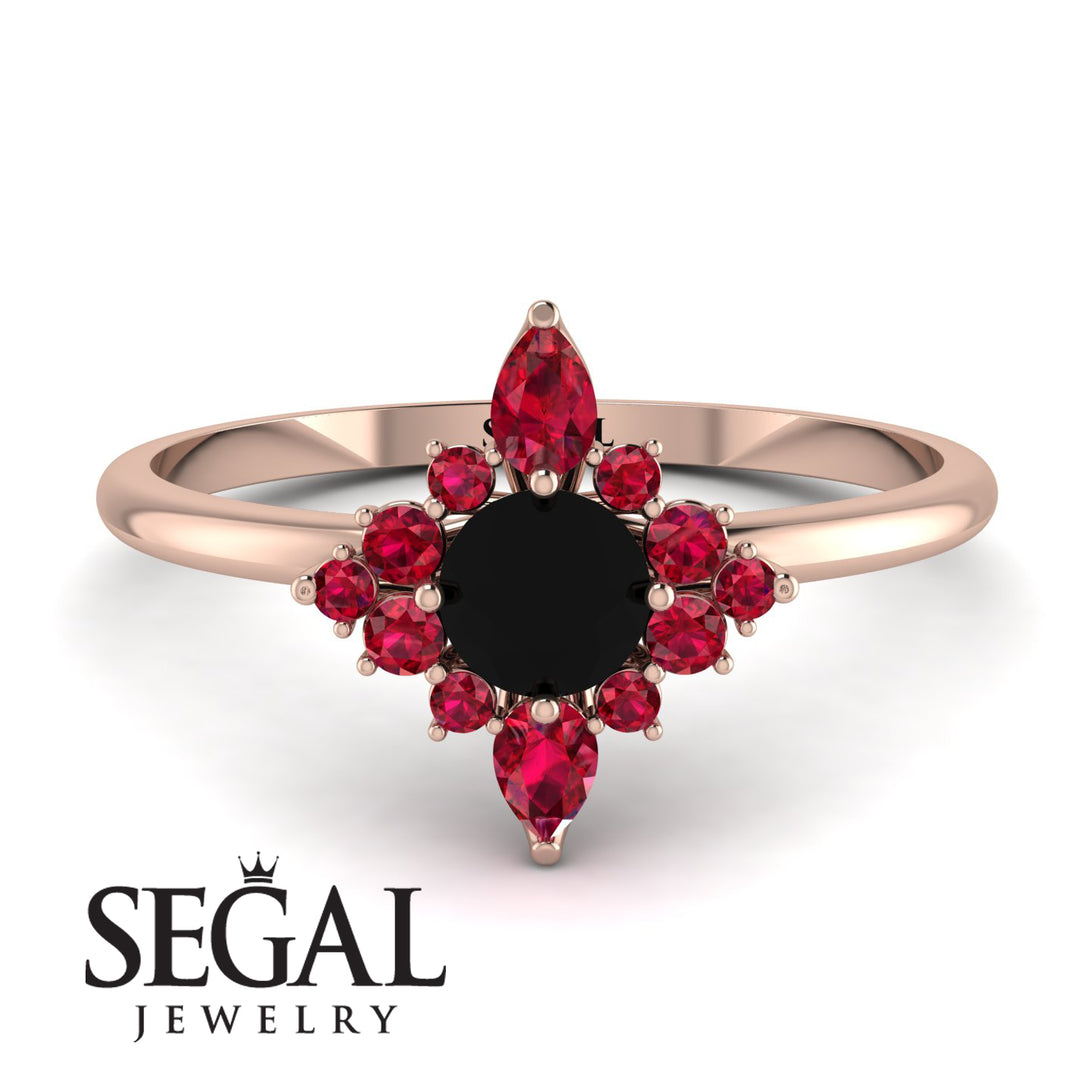 Compass Black Diamond Engagement Ring - Rose No. 53