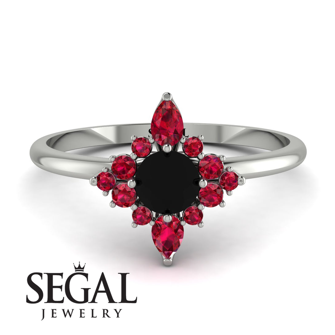 Compass Black Diamond Engagement Ring - Rose No. 54