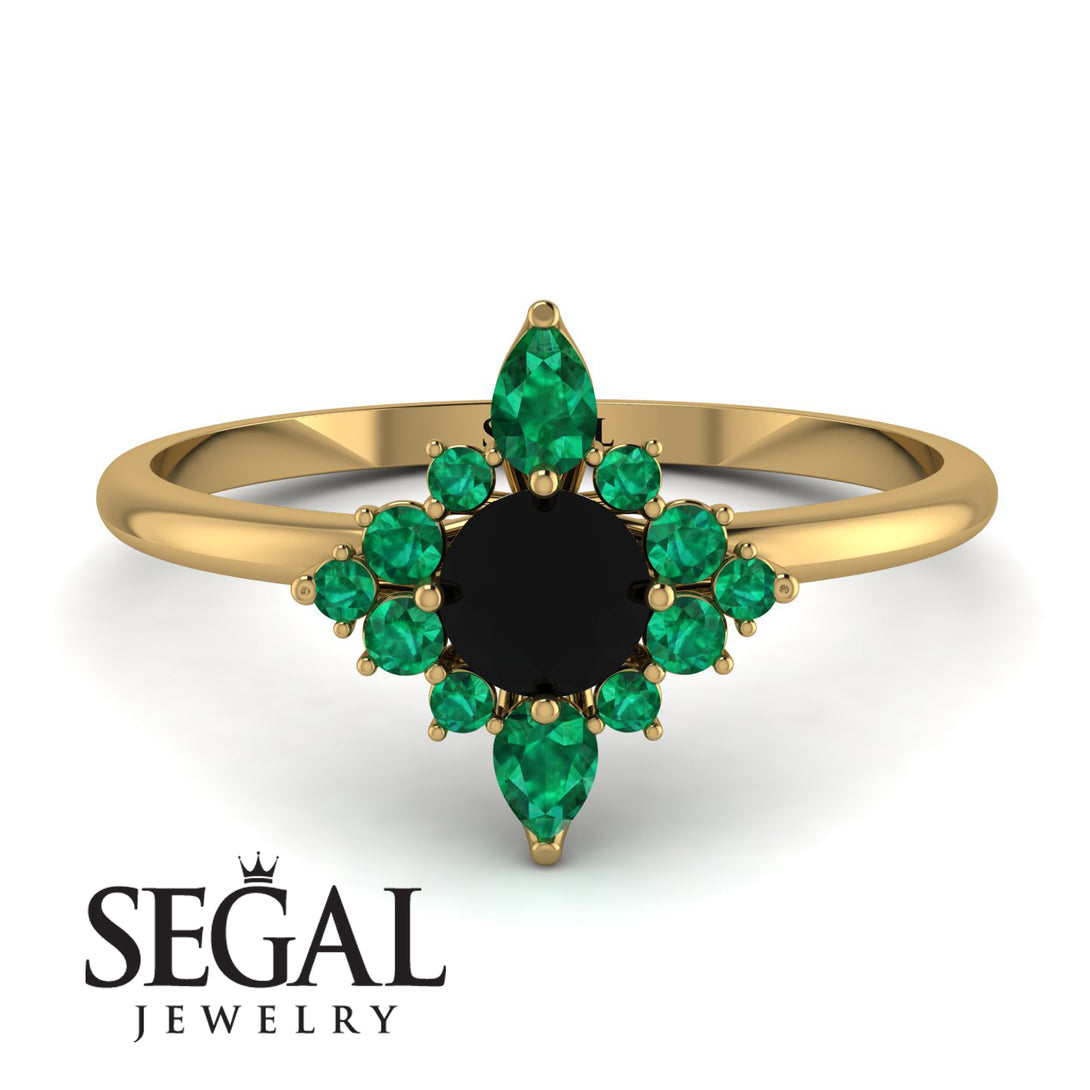 Compass Black Diamond Engagement Ring - Rose No. 22
