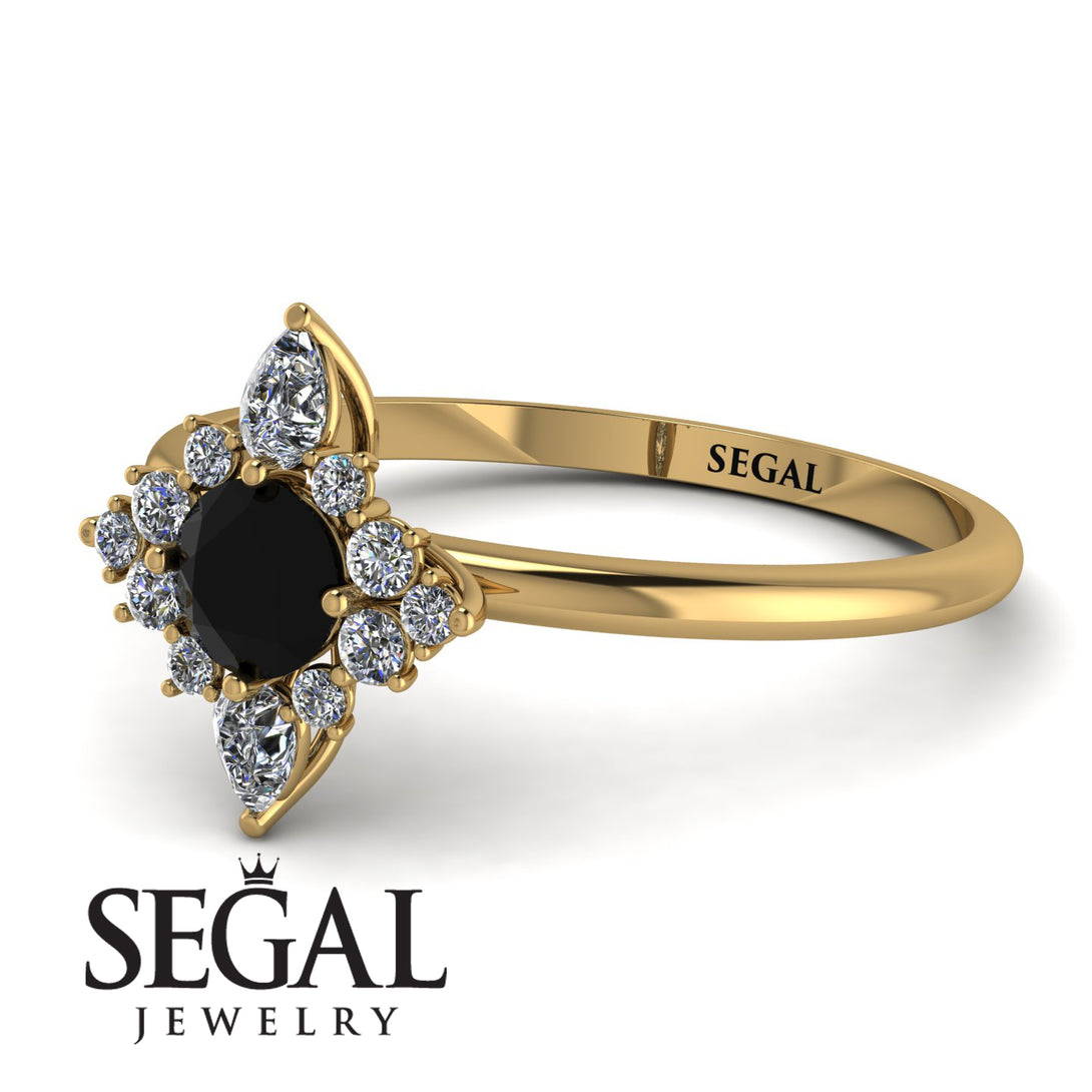 Compass Black Diamond Engagement Ring - Rose No. 7