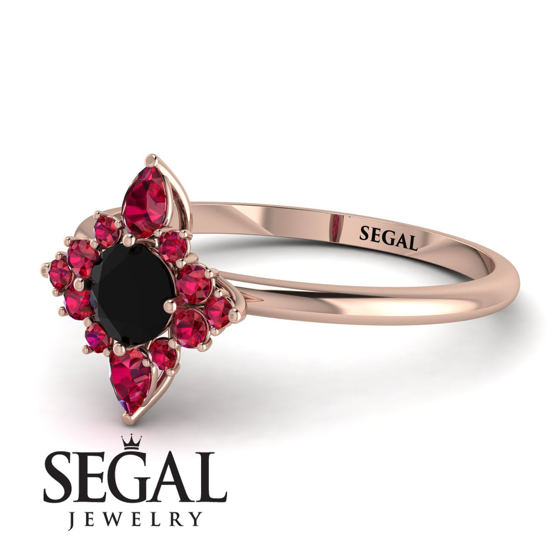 Compass Black Diamond Engagement Ring - Rose No. 53