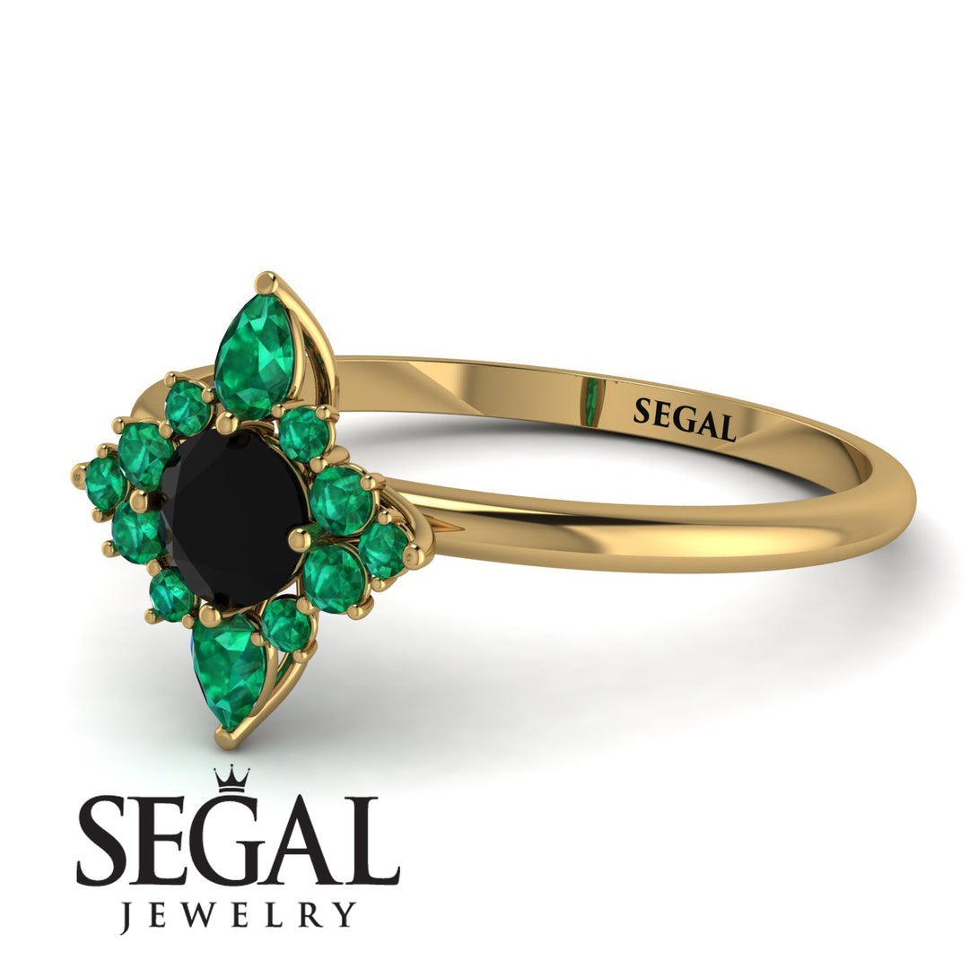 Compass Black Diamond Engagement Ring - Rose No. 22