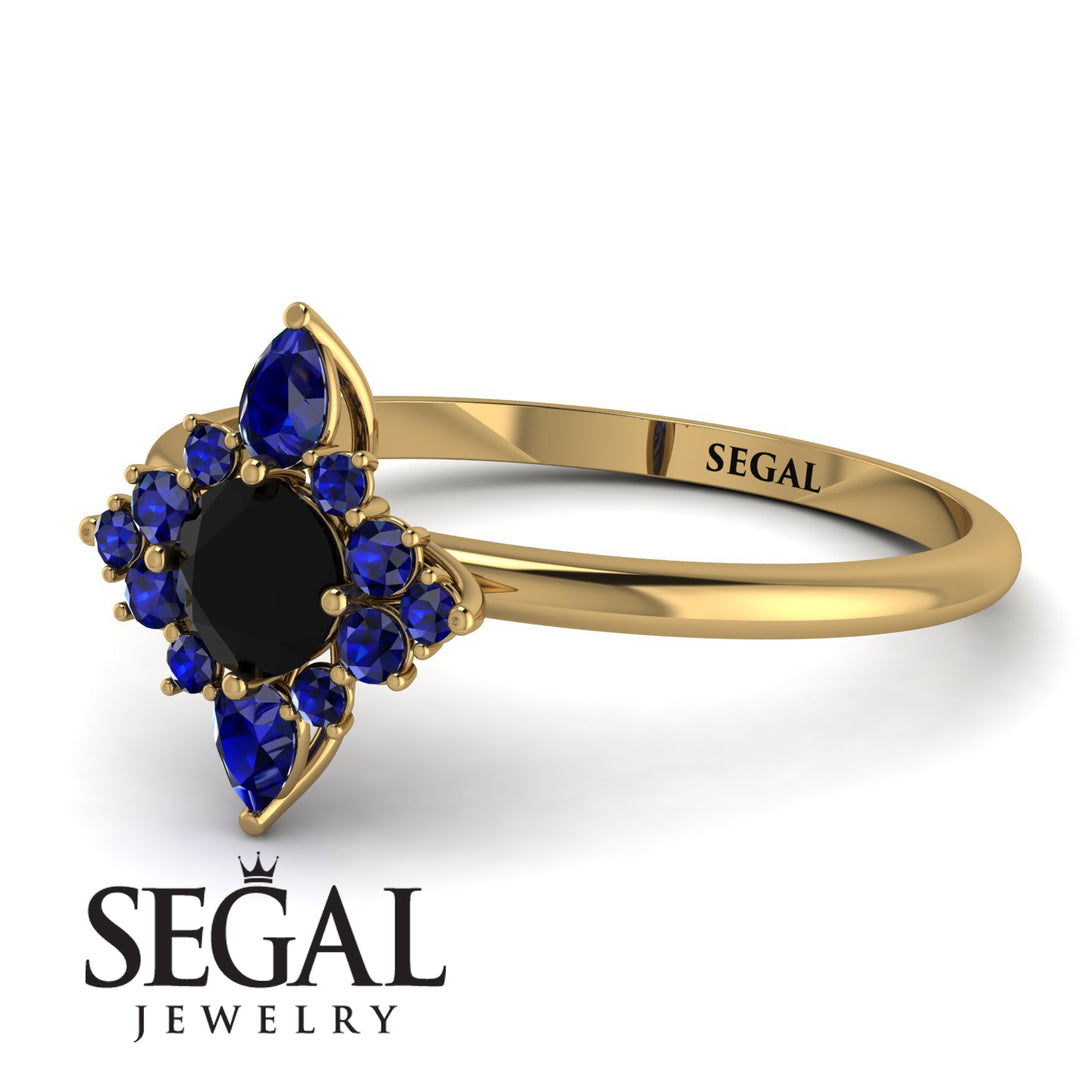 Compass Black Diamond Engagement Ring - Rose No. 67