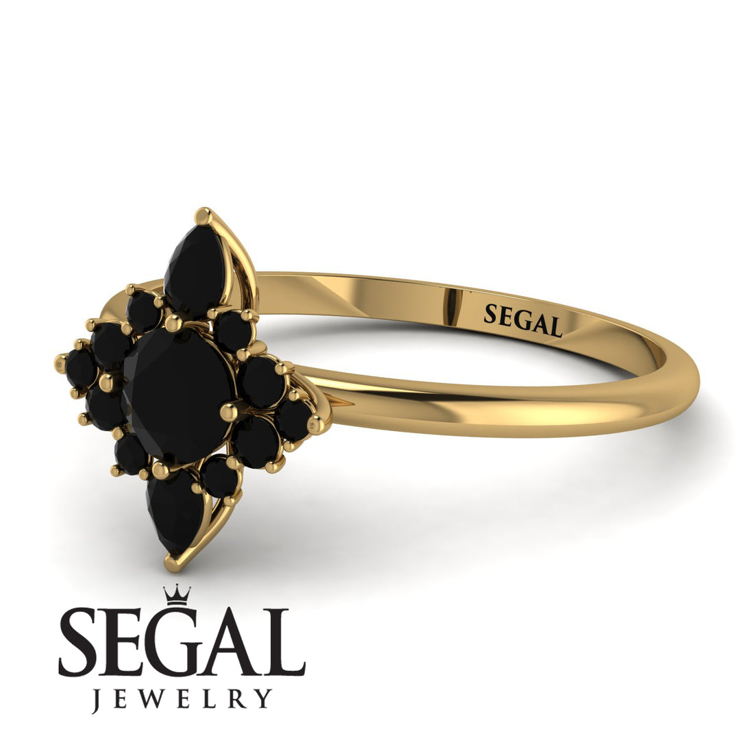 Compass Black Diamond Engagement Ring - Rose No. 37