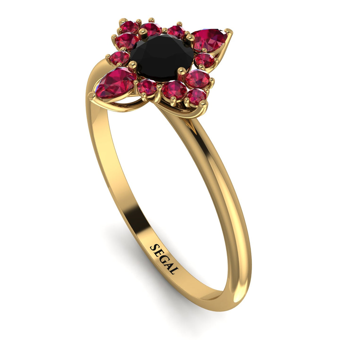 Compass Black Diamond Engagement Ring - Rose No. 52