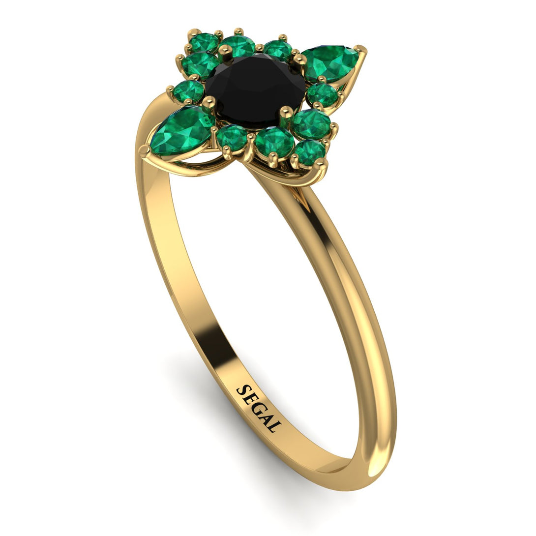 Compass Black Diamond Engagement Ring - Rose No. 22