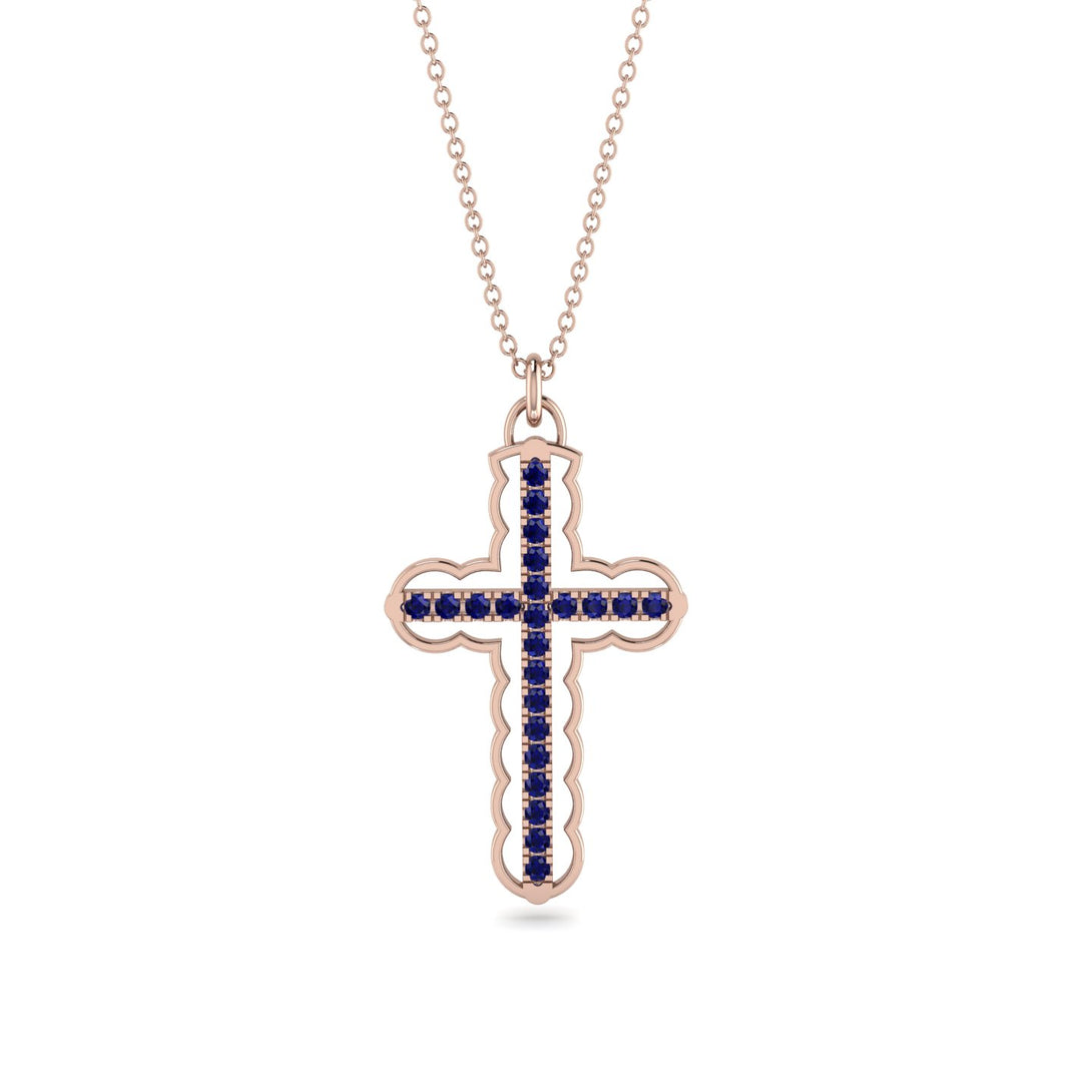 Sapphire Cross Inside Cross Necklace - Raphael No. 14