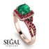 Cushion Cut Emerald Milgrain Engagement Ring - Adelyn No. 50