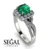 Cushion Cut Emerald Milgrain Engagement Ring - Adelyn No. 6