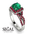 Cushion Cut Emerald Milgrain Engagement Ring - Adelyn No. 51