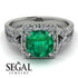 Cushion Cut Emerald Milgrain Engagement Ring - Adelyn No. 6