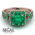 Cushion Cut Emerald Milgrain Engagement Ring - Adelyn No. 20 image 2