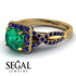 Cushion Cut Emerald Milgrain Engagement Ring - Adelyn No. 64 image 3