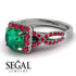 Cushion Cut Emerald Milgrain Engagement Ring - Adelyn No. 51