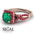 Cushion Cut Emerald Milgrain Engagement Ring - Adelyn No. 50