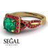 Cushion Cut Emerald Milgrain Engagement Ring - Adelyn No. 49