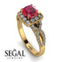 Cushion Cut Ruby Milgrain Engagement Ring - Adelyn No. 10 image 10